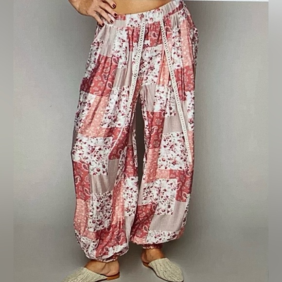 POL Pink and White Patchwork Pants - Picture 2 of 8